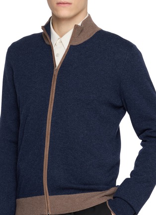  - EQUIL - Contrast Trim Zip Up Knit Cardigan