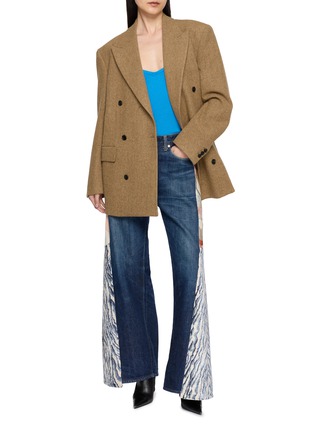 模特儿示范图 - 点击放大 - E.L.V. DENIM - Freya Contrast Panel Wide Leg Jeans
