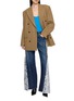 模特儿示范图 - 点击放大 - E.L.V. DENIM - Freya Contrast Panel Wide Leg Jeans