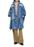 模特儿示范图 - 点击放大 - E.L.V. DENIM - Celeste Belted Patchwork Denim Coat