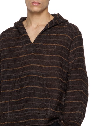  - ANCELLM - Textured Striped V-Neck Hoodie