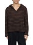 首图 - 点击放大 - ANCELLM - Textured Striped V-Neck Hoodie