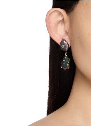 正面 -点击放大 - FENOMENA - Baroque Pearl Emerald Drop Earrings