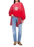 模特儿示范图 - 点击放大 - SUNDAYFRUITMARKET - Upcycled Embroidered Straight Leg Cotton Denim Jeans