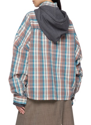 背面 - 点击放大 - MIHARA YASUHIRO - Hooded Layered Chequered Cotton Shirt
