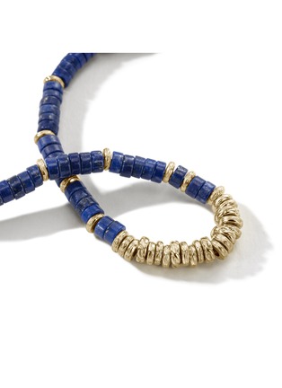 细节 - 点击放大 - JOHN HARDY - Heishi 14K Gold Lapis Lazuli Bead Bracelet — Size UM