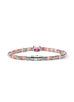 细节 - 点击放大 - JOHN HARDY - Heishi Sterling Silver Rhodolite Red Quartz Rhodochrosite Pink Opal Beaded Bracelet — Size UM
