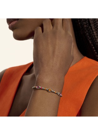  - JOHN HARDY - Heishi Sterling Silver Orange Citrine Rhodolite Pink Tourmaline Beaded Bracelet — Size US