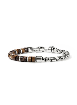 细节 - 点击放大 - JOHN HARDY - Heishi Sterling Silver Tiger Eye Beaded Box Chain Bracelet — Size UM