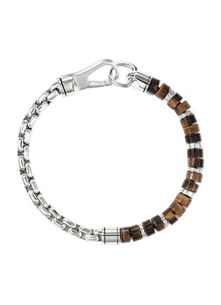 细节 - 点击放大 - JOHN HARDY - Heishi Sterling Silver Tiger Eye Beaded Box Chain Bracelet — Size UM