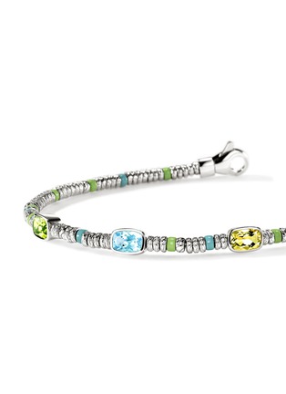  - JOHN HARDY - Heishi Sterling Silver Peridot Sky Blue Topaz Lemon Quartz Beaded Bracelet — Size US