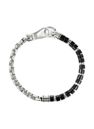 细节 - 点击放大 - JOHN HARDY - Heishi Sterling Silver Black Onyx Beaded Box Chain Bracelet — Size UM