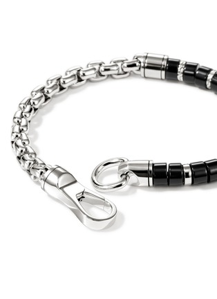  - JOHN HARDY - Heishi Sterling Silver Black Onyx Beaded Box Chain Bracelet — Size UM