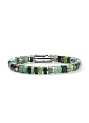 细节 - 点击放大 - JOHN HARDY - Heishi Sterling Silver Emerald Malachite Aventurine Chrysoprase Beaded Bracelet — Size UM