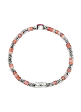 细节 - 点击放大 - JOHN HARDY - Heishi Sterling Silver Rhodolite Red Quartz Rhodochrosite Pink Opal Beaded Bracelet — Size US