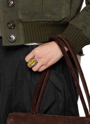模特儿示范图 - 点击放大 - TIHWA JEWELRY - Silver Jasper Statement Ring — US 9