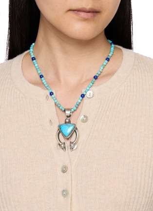 模特儿示范图 - 点击放大 - TIHWA JEWELRY - Silver Turquoise Sculptural Pendant