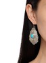 模特儿示范图 - 点击放大 - TIHWA JEWELRY - Silver Turquoise Engraved Drop Earrings