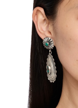 模特儿示范图 - 点击放大 - TIHWA JEWELRY - Silver Turquoise Drop Earrings