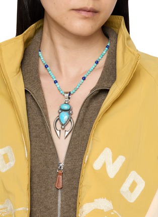 模特儿示范图 - 点击放大 - TIHWA JEWELRY - Silver Double Turquoise Pendant