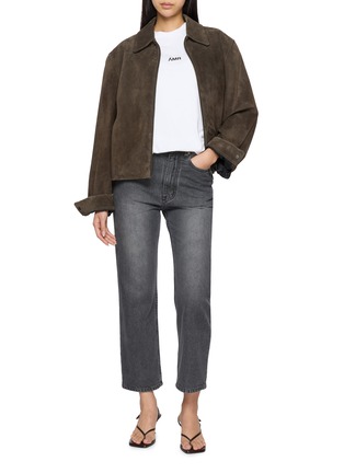 模特儿示范图 - 点击放大 - ÁMR DE SAÍSON - High Rise Straight Leg Cotton Denim Jeans