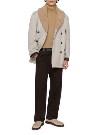 模特儿示范图 - 点击放大 - BRUNELLO CUCINELLI - Double Breasted Water Resistant Wool Cashmere Coat