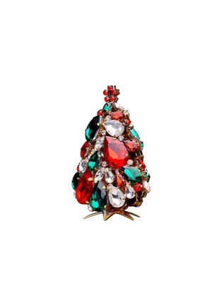 细节 –点击放大 - LUXURY CZECH JEWELRY - Small Rhinestone Glitzy Gleam Christmas Tree — Red/Green