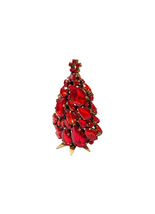 细节 –点击放大 - LUXURY CZECH JEWELRY - Small Rhinestone Glitzy Gleam Christmas Tree — Red