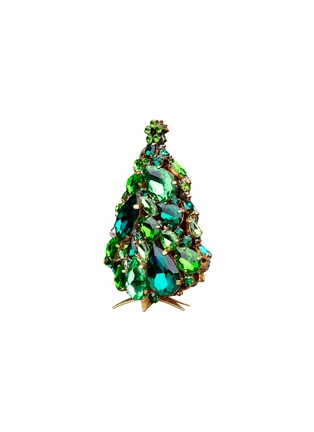 细节 –点击放大 - LUXURY CZECH JEWELRY - Small Rhinestone Glitzy Gleam Christmas Tree — Green