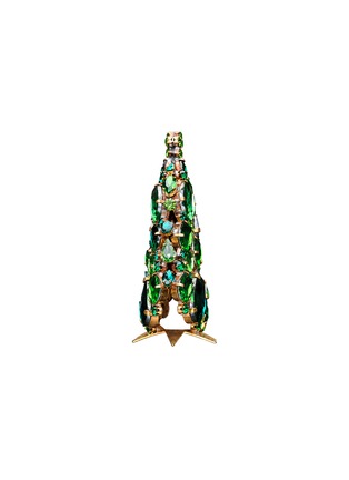细节 –点击放大 - LUXURY CZECH JEWELRY - Small Rhinestone Glitzy Gleam Christmas Tree — Green