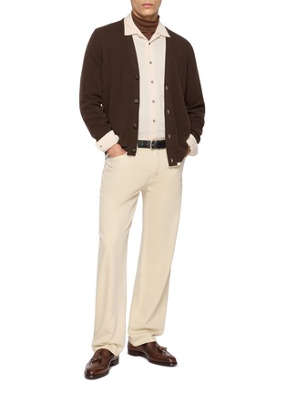 模特儿示范图 - 点击放大 - SUNSPEL - Long Sleeve Mock Neck Brushed Cotton top
