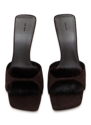 模特儿示范图 - 点击放大 - THE ROW - Suzy 60 Mink Trim Suede Mules