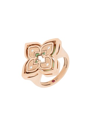  - ROBERTO COIN - Venetian Princess 18K Rose Gold Diamond Chrysoprase Ruby Ring — EU 53