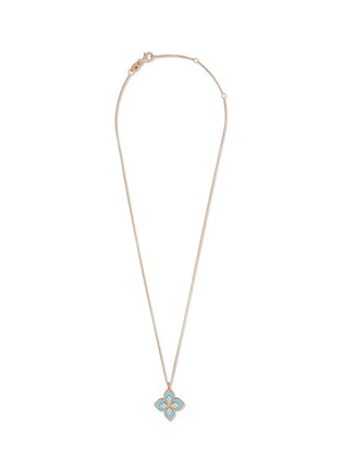 细节 - 点击放大 - ROBERTO COIN - Princess Flower 18K Rose White Gold  Diamond Turquoise Ruby Necklace