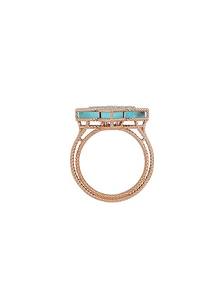 细节 - 点击放大 - ROBERTO COIN - Princess Flower 18K Rose White Gold Diamond Turquoise Ruby Ring