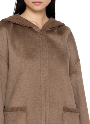  - CHEVITE - Chinchilla Cuff Cashmere Knit Hooded Jacket