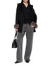 模特儿示范图 - 点击放大 - CHEVITE - Chinchilla Cuff Cashmere Knit Hooded Jacket