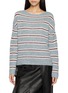 首图 - 点击放大 - MO&CO. - Striped Boat Neck Knit Sweater