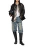 模特儿示范图 - 点击放大 - MO&CO. - Contrast Collar Leather Field Jacket