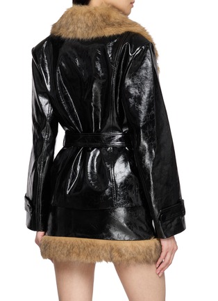 背面 - 点击放大 - NANA JACQUELINE - Contrast Fur Collar Belted Cropped Leather Jacket