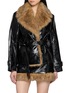 首图 - 点击放大 - NANA JACQUELINE - Contrast Fur Collar Belted Cropped Leather Jacket