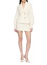 模特儿示范图 - 点击放大 - NANA JACQUELINE - Ribbed Trim Knit Mini Skirt