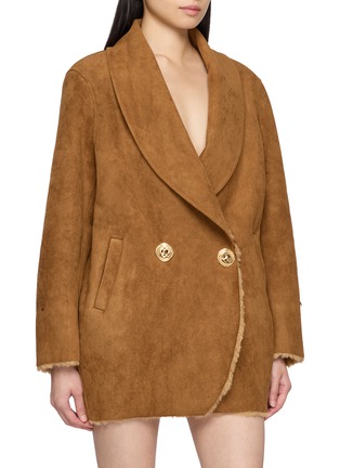 细节 - 点击放大 - NANA JACQUELINE - Fur Trim Shawl Collar Suede Cocoon Coat