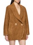 细节 - 点击放大 - NANA JACQUELINE - Fur Trim Shawl Collar Suede Cocoon Coat