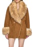 首图 - 点击放大 - NANA JACQUELINE - Fur Trim Shawl Collar Suede Cocoon Coat