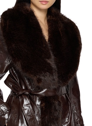  - NANA JACQUELINE - Fur Collar Belted Long Leather Coat