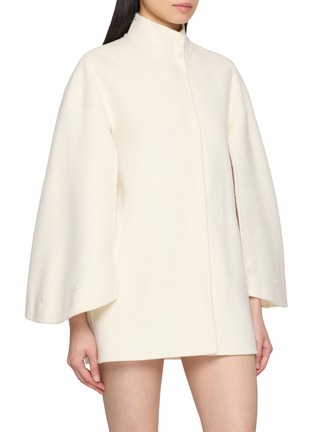 细节 - 点击放大 - NANA JACQUELINE - Fur Trim Belted Double Faced Wool Cape Coat