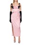 首图 - 点击放大 - NANA JACQUELINE - Draped Neck Velvet Bow Satin Dress