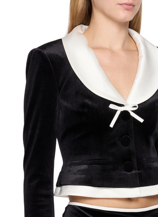  - NANA JACQUELINE - Single Breasted Bow Detail Colour Block Velvet Blazer