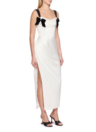 细节 - 点击放大 - NANA JACQUELINE - Velvet Bow Draped Neck Satin Dress